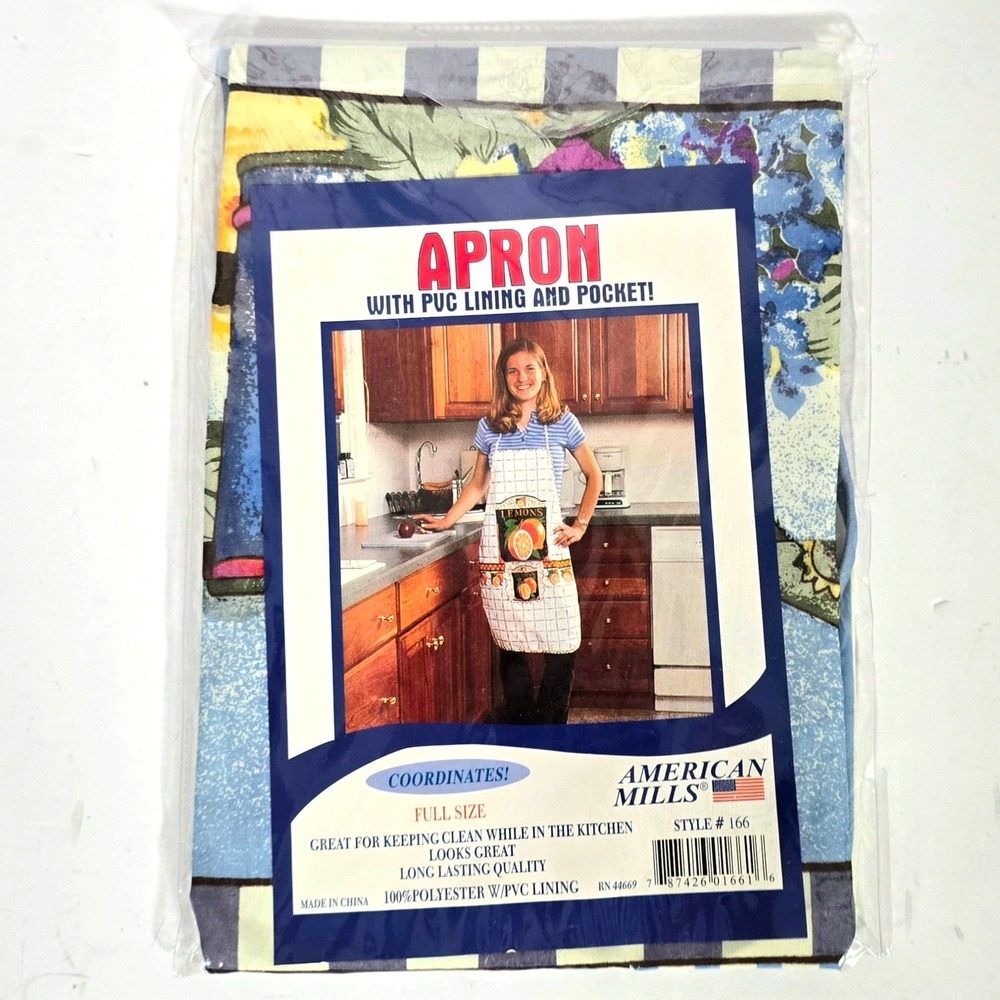 VTG American‎ Mills Full Size Apron with PVC Lining and Pocket Garden Theme 166